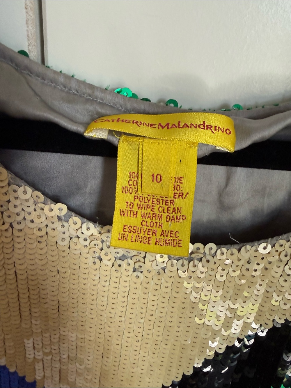 Catherine Malandrino Gold, Green & Black Sequin Dress, like new size 10. - Picture 2 of 6